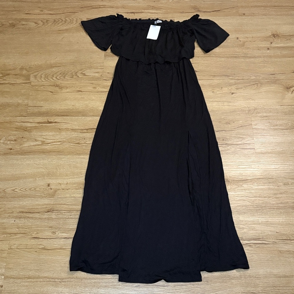 H&M Elegant Black Off-Shoulder Maxi Dress